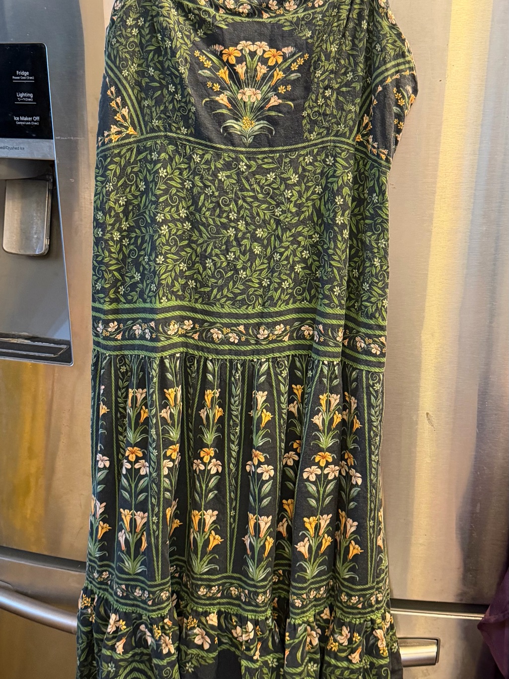 Farm Rio Green Maxi Dress With Yellow And Cream Floral Print